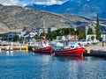 Traditional Wooden Fishing Boats, Itea, Greece Royalty Free Stock Photo