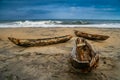 Traditional wooden fishing pirogues