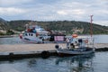 Traditional Greek Fishing Boats in Small Village Harbour, Greece Royalty Free Stock Photo