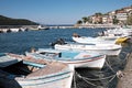 Traditional Wooden Greek Fishing Boats, Glyfada, Phocis, Greece Royalty Free Stock Photo