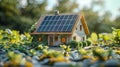 Traditional Wooden House with Solar Panels Royalty Free Stock Photo