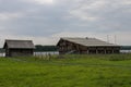 Traditional wooden house in village on island of Kizhi, Kareli Royalty Free Stock Photo