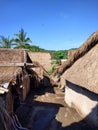 Traditional Wooden House and Village at Lombok Island