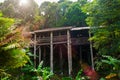 Traditional wooden houses Rumah Orang Ulu Kuching to Sarawak Culture village. Malaysia Royalty Free Stock Photo