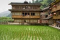 Traditional Wooden houses Village of Red Yao tribe. Longsheng Huangluo Yao Village. Guilin, Guangxi, China.