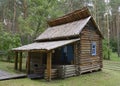 Traditional wooden hut of the 19th century of the Siberian Shor people in the forest