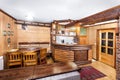 Traditional wooden interior with table and fixtures - mountain resort