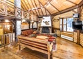 Traditional wooden interior with table and fixtures - mountain resort