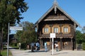 Traditional wooden log houses of the Russian village Alexandrowka, built around 1826, Potsdam, Germany