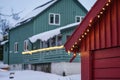 Traditional wooden norwegian home in winter