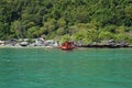 traditional wooden outrigger boats on palawan island