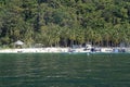 traditional wooden outrigger boats on palawan island