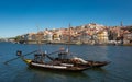 Traditional wooden Rabelo Boat in Porto, Portugal Royalty Free Stock Photo