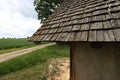 Traditional wooden roof tile of old house Royalty Free Stock Photo