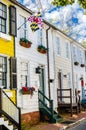 Historic Wooden Row Houses on a Sunny Autumn Day Royalty Free Stock Photo