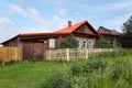 Traditional wooden rural house. Village of Visim, Russia