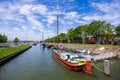 Traditional wooden sail boats countryside of the Netherlands Royalty Free Stock Photo