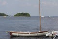 Traditional wooden sailboat on the lake Royalty Free Stock Photo