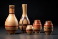 traditional wooden sake cups and bottle Royalty Free Stock Photo