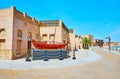 Traditional wooden sambuk fishing boat on embankment of Dubai Creek, Al Shindagha, Dubai, UAE Royalty Free Stock Photo