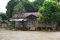 Traditional wooden stilt house in rural Laos