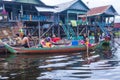 Traditional wooden stilt houses in Tonle sap lake Cambodia Royalty Free Stock Photo
