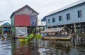 Traditional wooden stilt houses in Tonle sap lake Cambodia Royalty Free Stock Photo