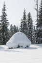 Traditional wooden toilet in the snow Royalty Free Stock Photo