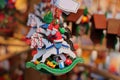 Wooden toys for sale at Christmas market in Dresden, Germany. Royalty Free Stock Photo