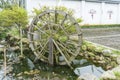 wooden water wheel spinning Royalty Free Stock Photo