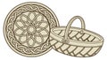 Traditional Woven Baskets with Celtic Knotwork Patterns Vector, vector design Generative AI Royalty Free Stock Photo