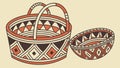 Traditional Woven Baskets with Ethnic Patterns, vector design Generative AI Royalty Free Stock Photo