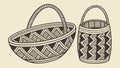 Traditional Woven Baskets: Rustic Storage and Decor, vector design Generative AI Royalty Free Stock Photo