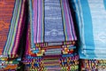 Traditional woven tais fabric scarves in dili east timor leste Royalty Free Stock Photo