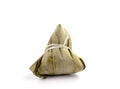 traditional wrapped sticky rice dumpling on white background, Dragon Boat Festival rice dumpling. Royalty Free Stock Photo