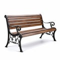 Traditional Wrought Iron Bench With Wood Armrest Royalty Free Stock Photo