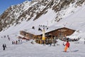 Traditional Wurmkogl Austrian restaurant in snowy Hochgurgl ski resort Royalty Free Stock Photo