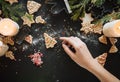 Traditional Xmas frame with spices, speculoos biscuits Royalty Free Stock Photo