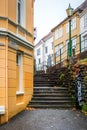 Yellow houses in the Bergen old town Royalty Free Stock Photo