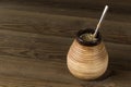 Traditional yerba mate drink with accessories