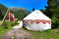 A traditional yurt or ger in Ala Archa National Park of Bishkek Kyrgyzstan