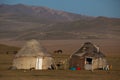 Traditional yurts at Song Kol Lake in Kyrgyzstan Royalty Free Stock Photo