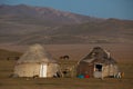 Traditional yurts at Song Kol Lake in Kyrgyzstan