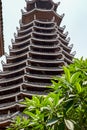 Traditional Zhuang nationality architecture in Nanning, Guangxi, China, nine-story wooden tower