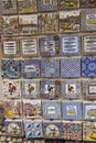 Traditionally decorated ceramic tiles for sale as souvenirs in f