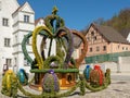 Traditionally decorated easter fountain in Kipfenberg