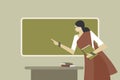 A traditionally dressed Indian teacher in a class room