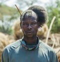 Traditionally dressed man from Tsemay tribe. Omo Valley. Ethiopia.