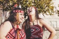 Traditionally dressed New Zeeland Haku dancers visiting Prague