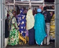 Traditionally dressed women in butchery. Harar. Ethiopia.